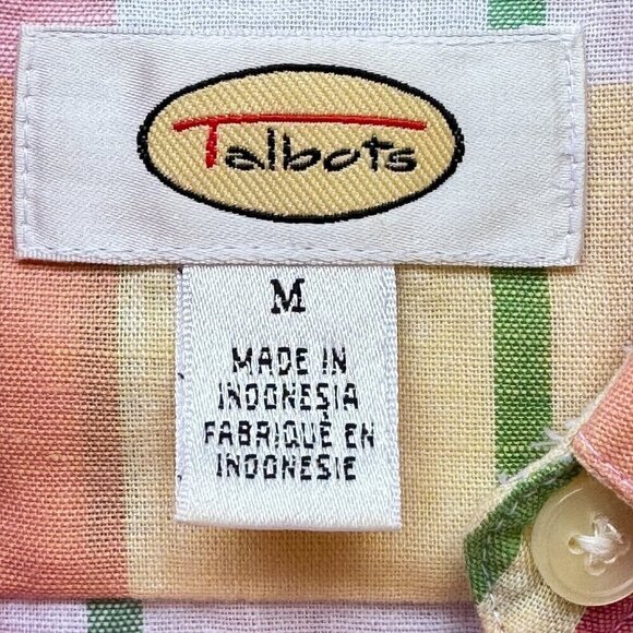 Talbots Irish Linen Madras Plaid Button Down Crisp Linen Pink and Blue Women's M - Picture 6 of 7